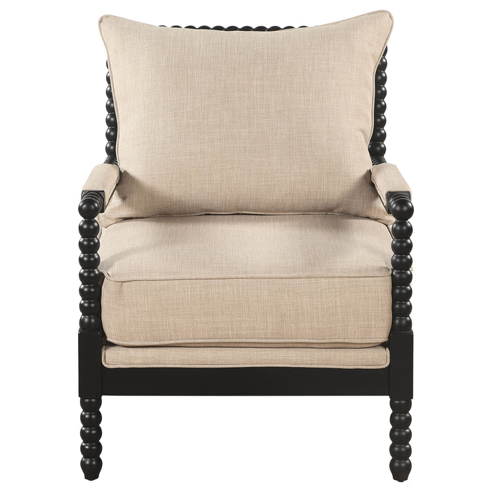 Blanchett Upholstered Bobbin Accent Chair Beige and Black