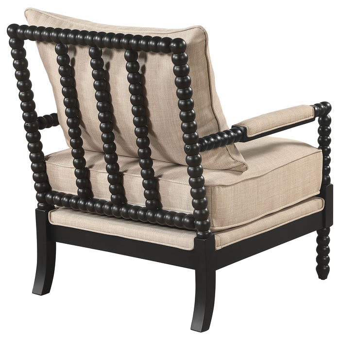 Blanchett Upholstered Bobbin Accent Chair Beige and Black