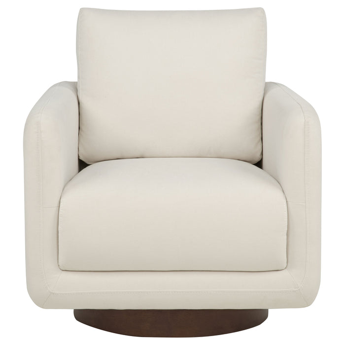 Iris Fabric Upholstered Swivel Accent Chair Ivory