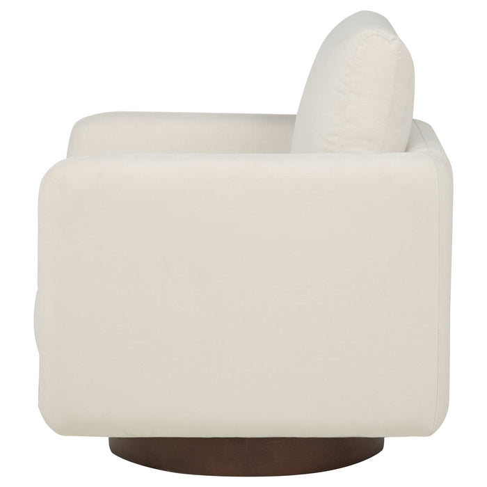 Iris Fabric Upholstered Swivel Accent Chair Ivory