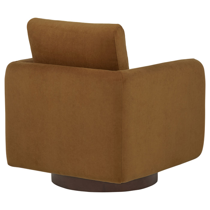 Iris Fabric Upholstered Swivel Accent Chair Rust
