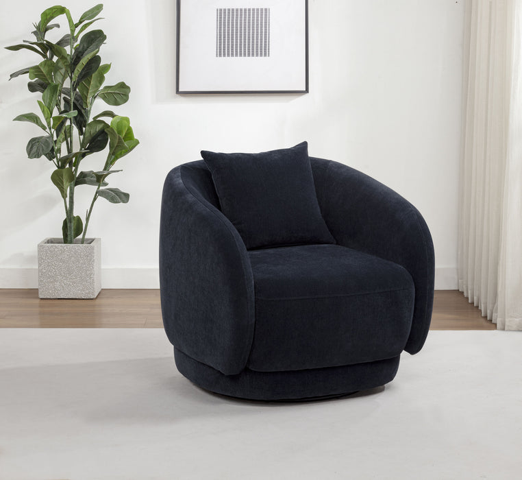 Arnaud Chenille Upholstered Swivel Accent Chair Navy