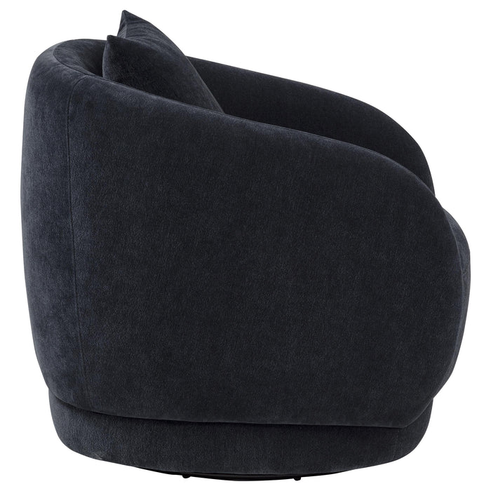 Arnaud Chenille Upholstered Swivel Accent Chair Navy