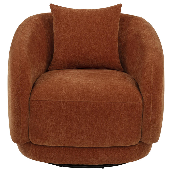 Arnaud Chenille Upholstered Swivel Accent Chair Burnt Orange