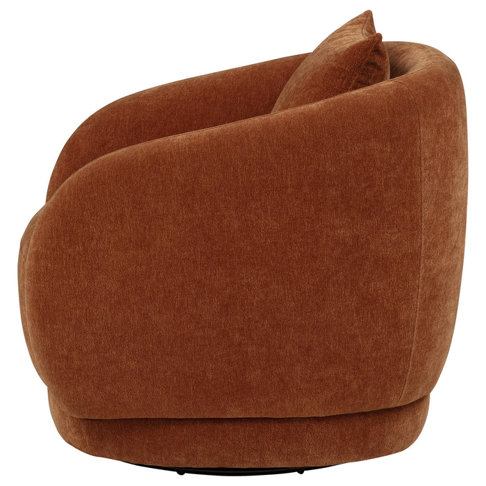 Arnaud Chenille Upholstered Swivel Accent Chair Burnt Orange