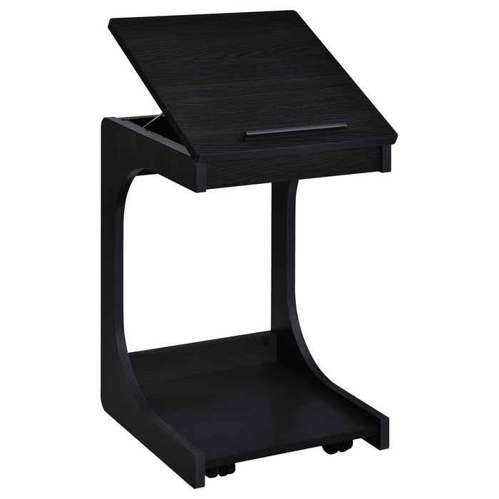 Ralston C-Shaped Lift-Top Sofa Side Table With Casters Black