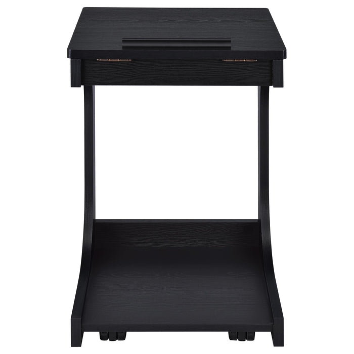 Ralston C-Shaped Lift-Top Sofa Side Table With Casters Black