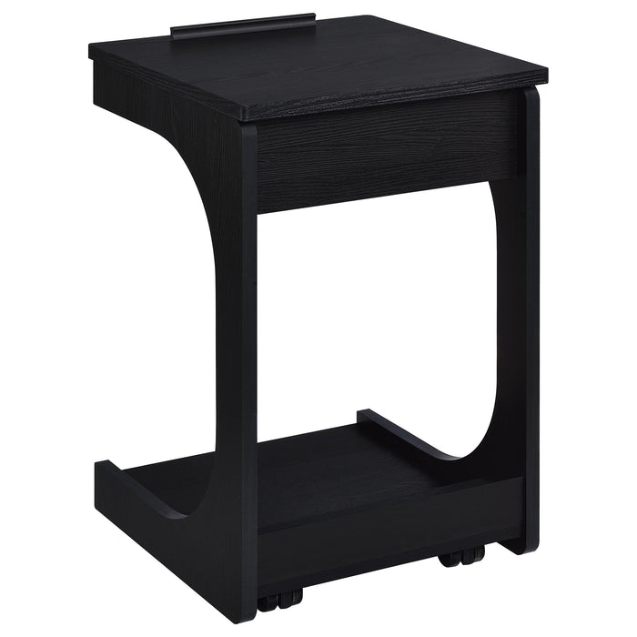 Ralston C-Shaped Lift-Top Sofa Side Table With Casters Black
