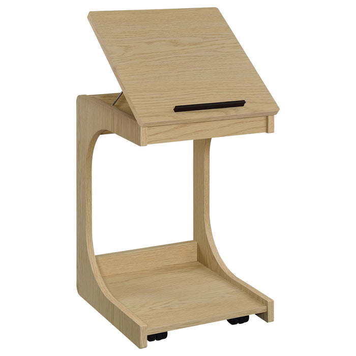 Ralston C-Shaped Lift-Top Sofa Side Table With Casters Light Oak