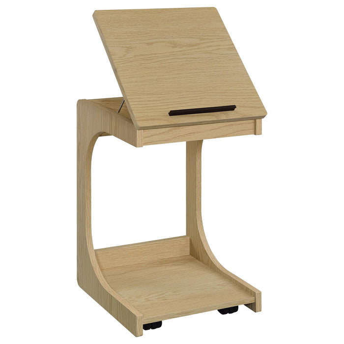 Ralston C-Shaped Lift-Top Sofa Side Table With Casters Light Oak