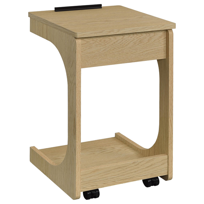Ralston C-Shaped Lift-Top Sofa Side Table With Casters Light Oak