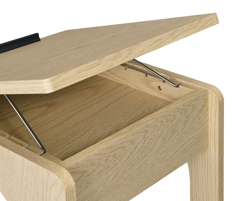 Ralston C-Shaped Lift-Top Sofa Side Table With Casters Light Oak