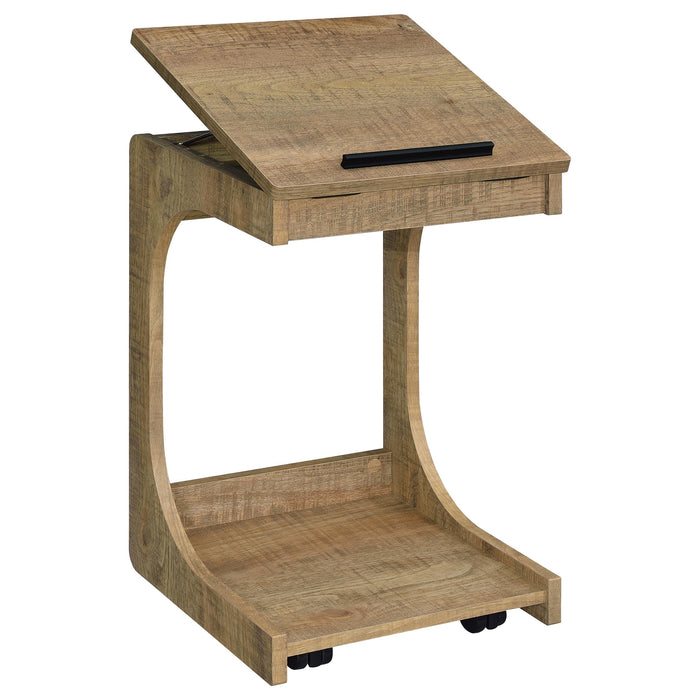 Ralston C-Shaped Lift-Top Sofa Side Table With Casters Mango