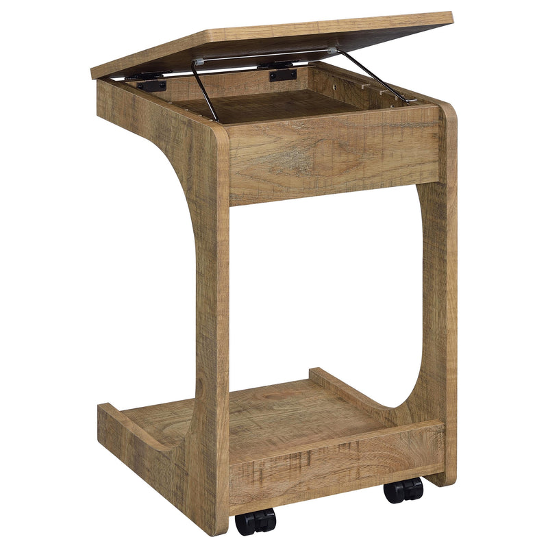 Ralston C-Shaped Lift-Top Sofa Side Table With Casters Mango