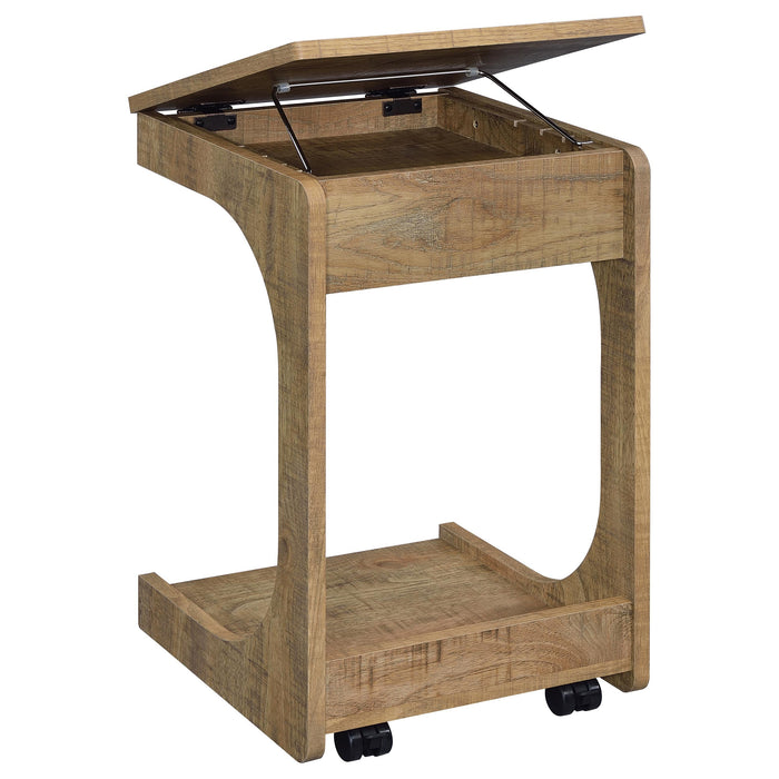 Ralston C-Shaped Lift-Top Sofa Side Table With Casters Mango