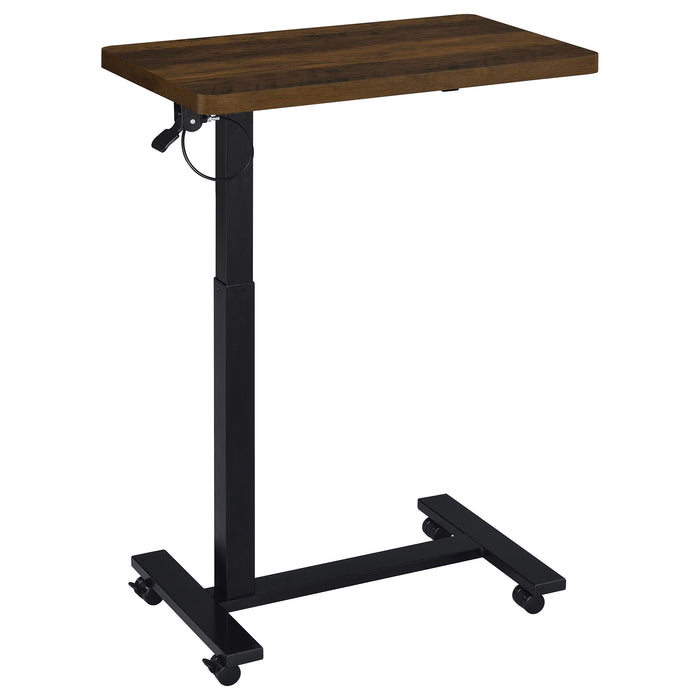 Westpark Pneumatic Adjustable C-Shape Side Table with Casters Dark Pine