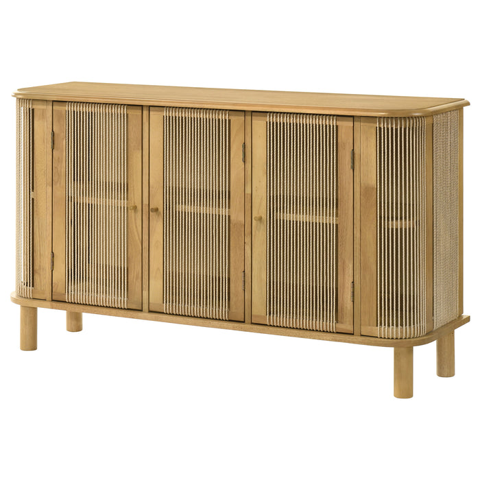 Ervine 3-Door Rope Panel Sideboard Accent Storage Cabinet Natural