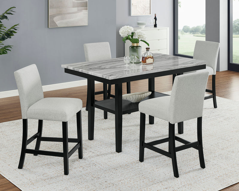 MARBEL 5PK FAUX MARBLE COUNTER HEIGHT DINING SET