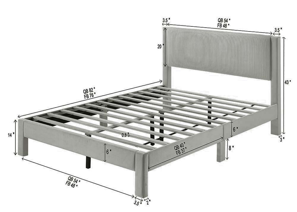 LUCIA FULL BED LIGHT GREY