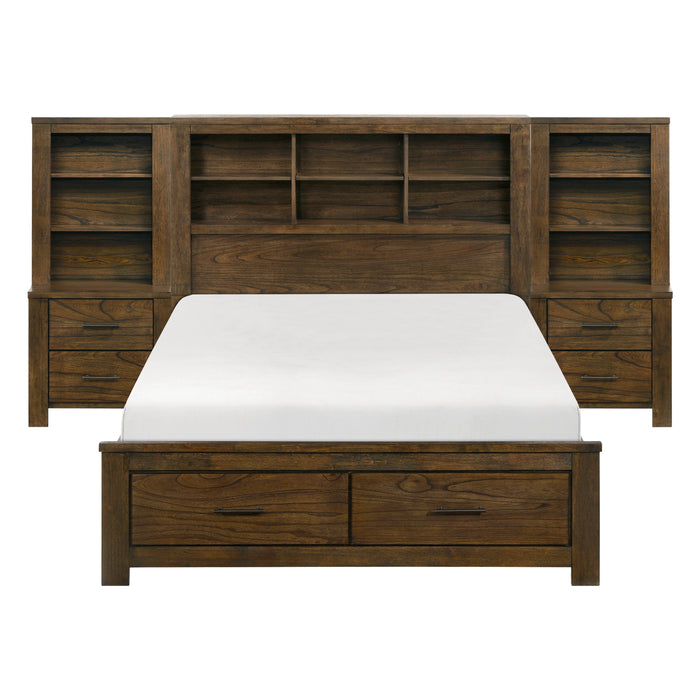 - (5) 5pc Set Eastern King Wall Platform Bed (EKB+2NS+2NS-P)