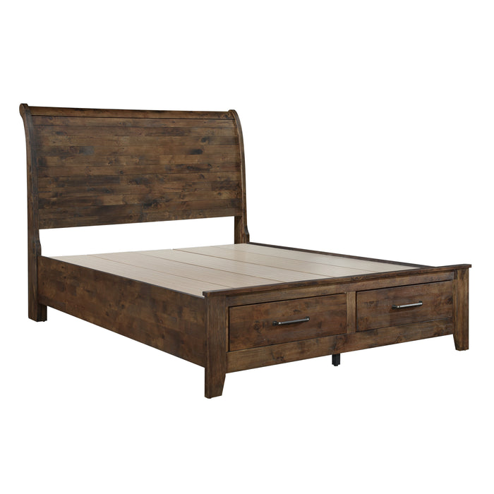 Jerrick - (3)California King Sleigh Platform Bed with Footboard Storage