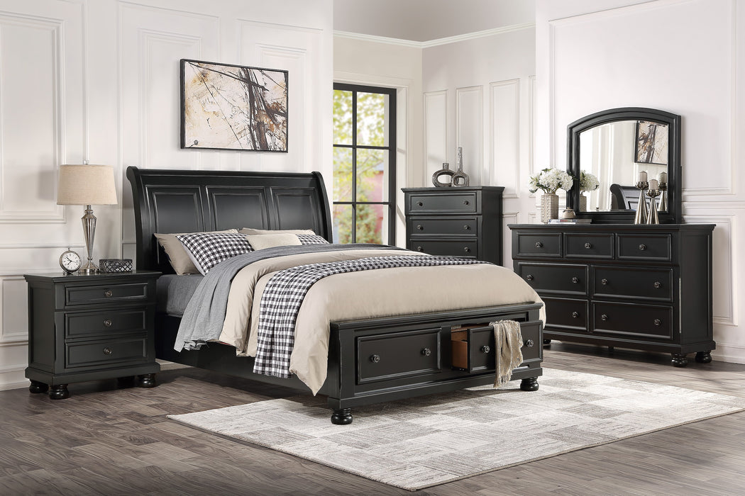 Laurelin - (3)Eastern King Sleigh Platform Bed with Footboard Storage