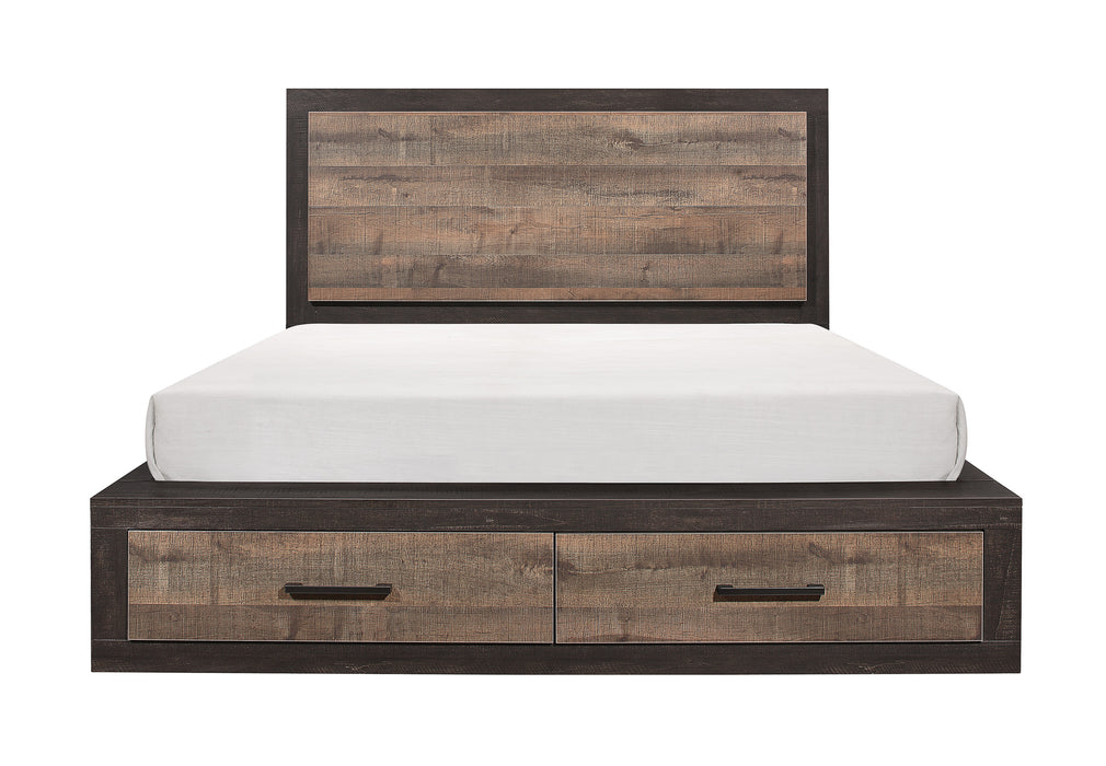 Miter - (3)California King Platform Bed with Footboard Storage