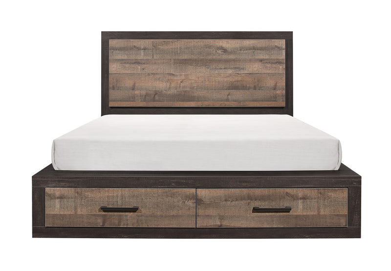 Miter - (3)Eastern King Platform Bed with Footboard Storage
