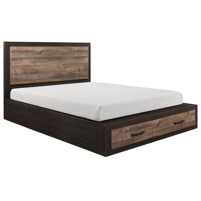 Miter - (3)California King Platform Bed with Footboard Storage