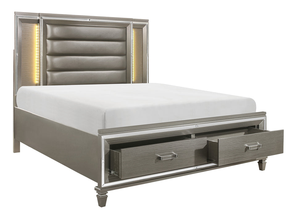 Tamsin - (3)California King Platform Bed with Footboard Storage, LED Lighting