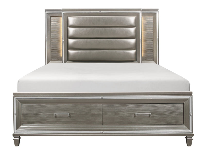Tamsin - (3)California King Platform Bed with Footboard Storage, LED Lighting