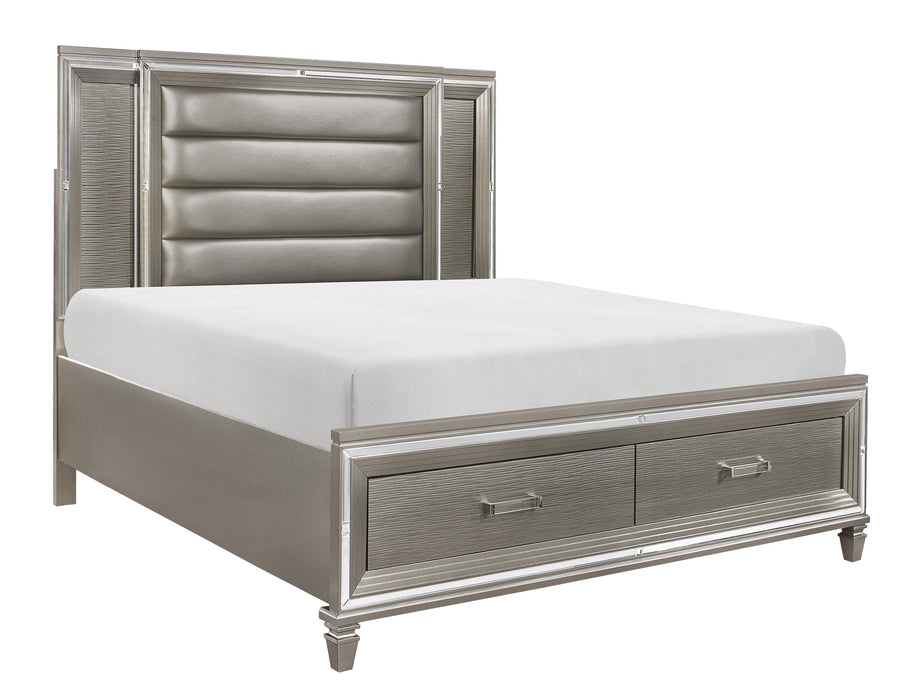 Tamsin - (3)California King Platform Bed with Footboard Storage, LED Lighting