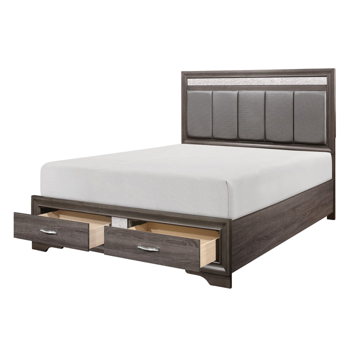 Luster - (3) California King Platform Bed with Footboard Storage