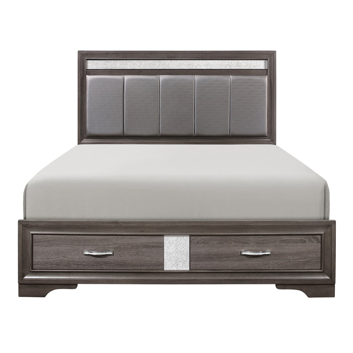 Luster - (3) California King Platform Bed with Footboard Storage