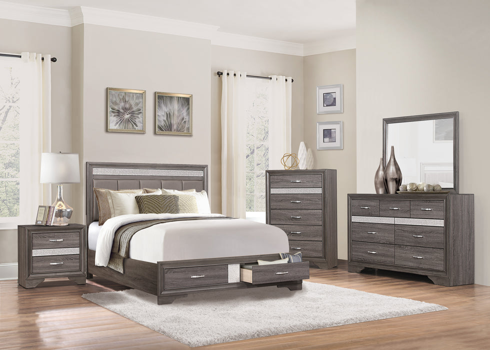 Luster - (3) California King Platform Bed with Footboard Storage