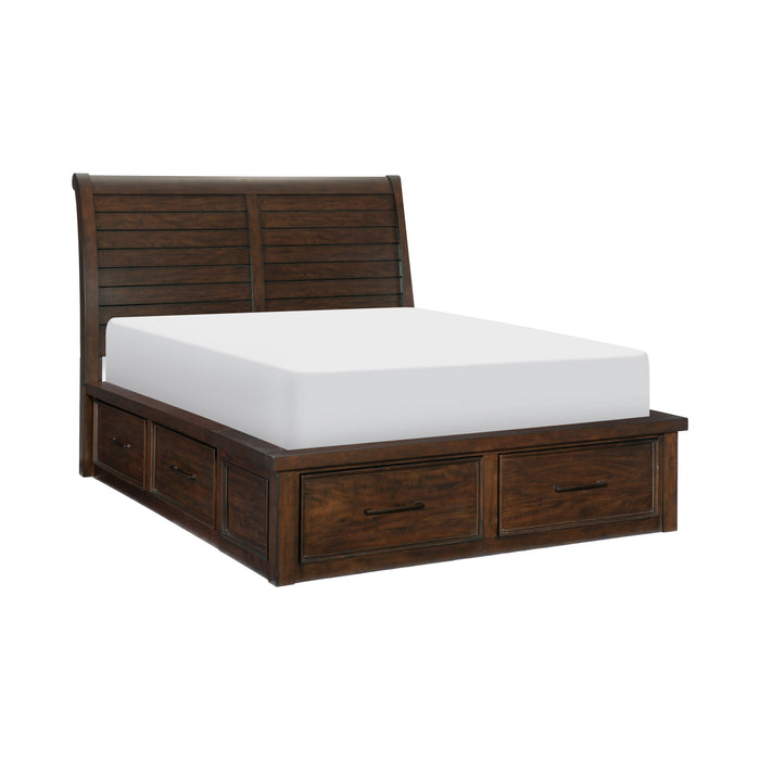 Logandale - (4) Eastern King Platform Bed with Storage Footboard and Side Rails