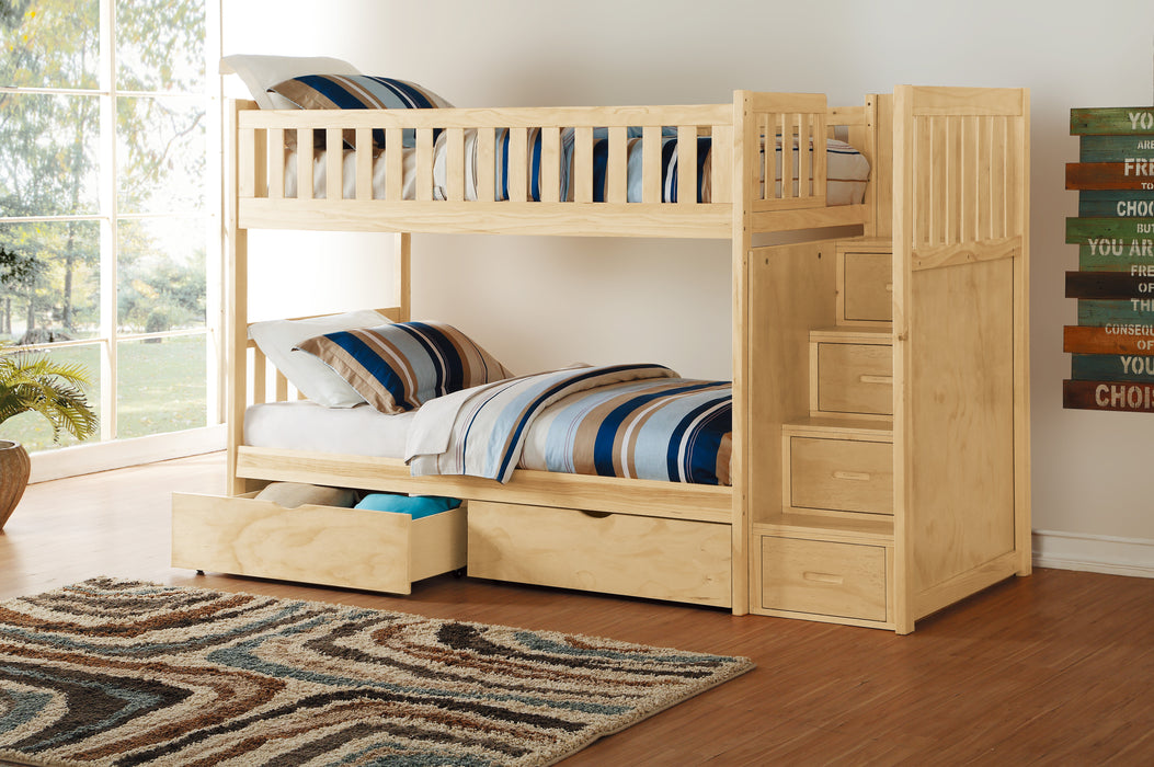 Bartly - (5) Twin/Twin Step Bunk Bed with Storage Boxes