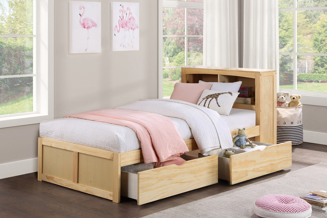Bartly - (3) Twin Bookcase Platform Bed with Storage Boxes