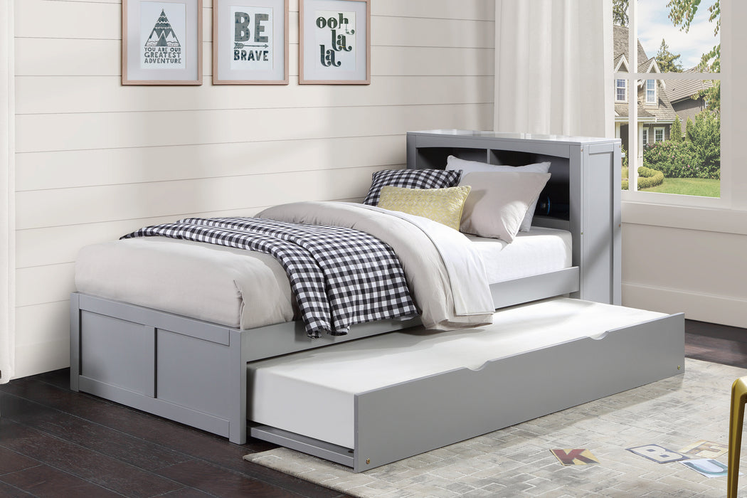 Orion - (3) Twin Bookcase Platform Bed with Twin Trundle
