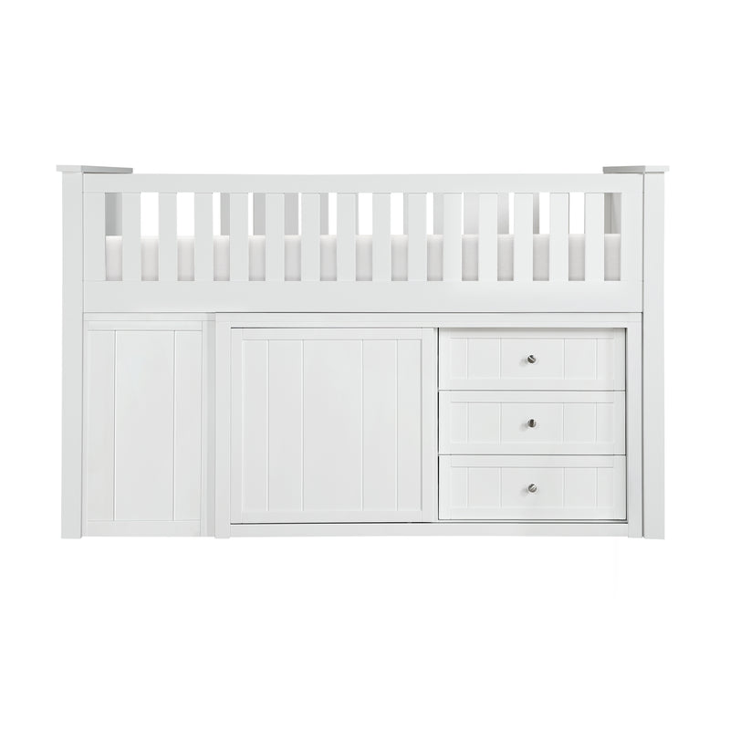 Galen - (6) Low Loft Bunk with Bookcase and 2 Dressers