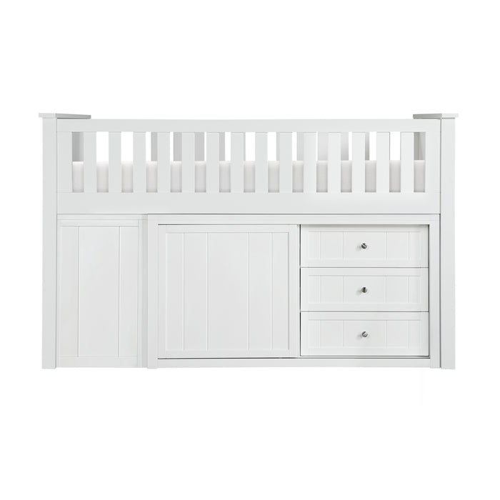 Galen - (6) Low Loft Bunk with Bookcase and 2 Dressers