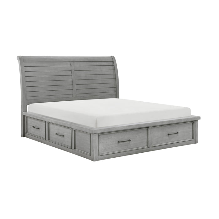 Logandale - (4) Queen Platform Bed with Storage Footboard and Side Rails, SAME AS HM1559DG