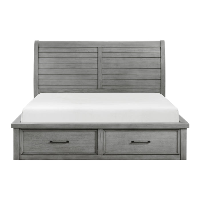Logandale - (4) Queen Platform Bed with Storage Footboard and Side Rails, SAME AS HM1559DG
