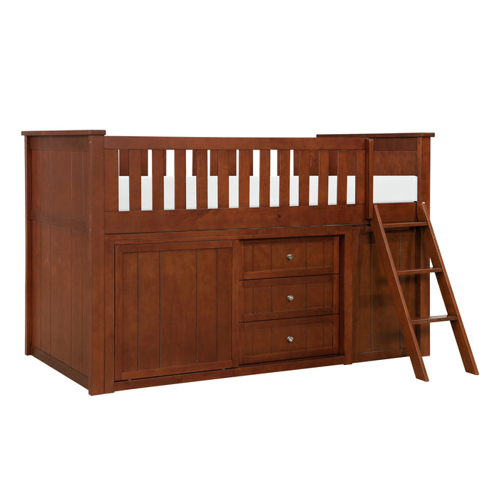 Rowe - (5) Low Loft Bunk with Bookcase and Dresser