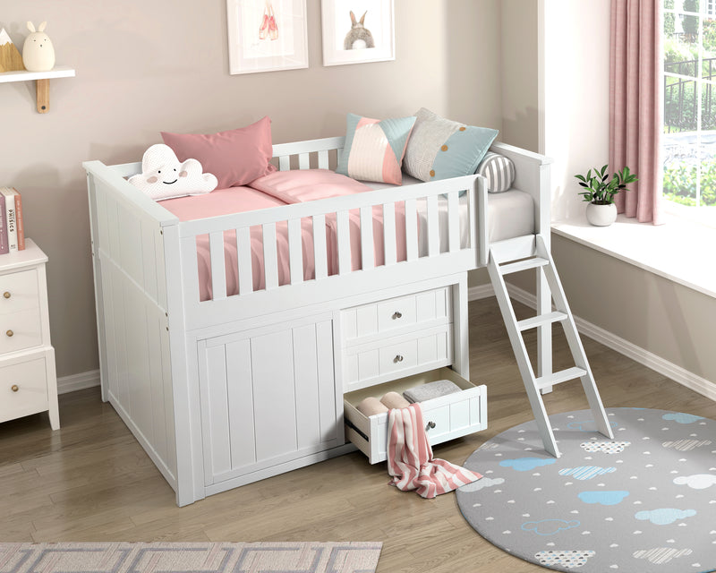 Galen - (4) Low Loft Bunk with Dresser