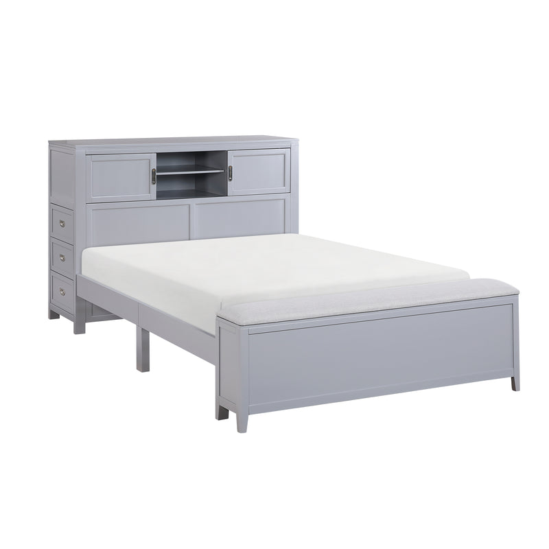 Sloane - (2) Full Bookcase Platform Bed with Hidden Desk, Stool and Storage Bench