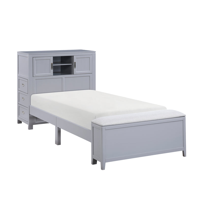 Sloane - (2) Twin Bookcase Platform Bed with Hidden Desk, Stool and Storage Bench