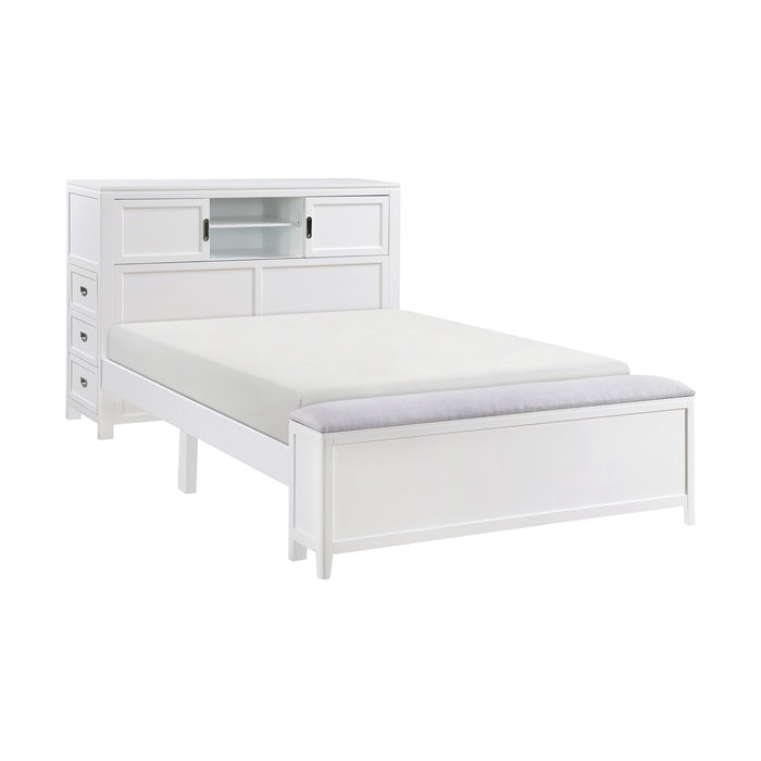 Sloane - (2) Full Bookcase Platform Bed with Hidden Desk, Stool and Storage Bench