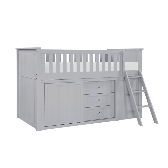 Orion - (5) Low Loft Bunk with Bookcase and Dresser