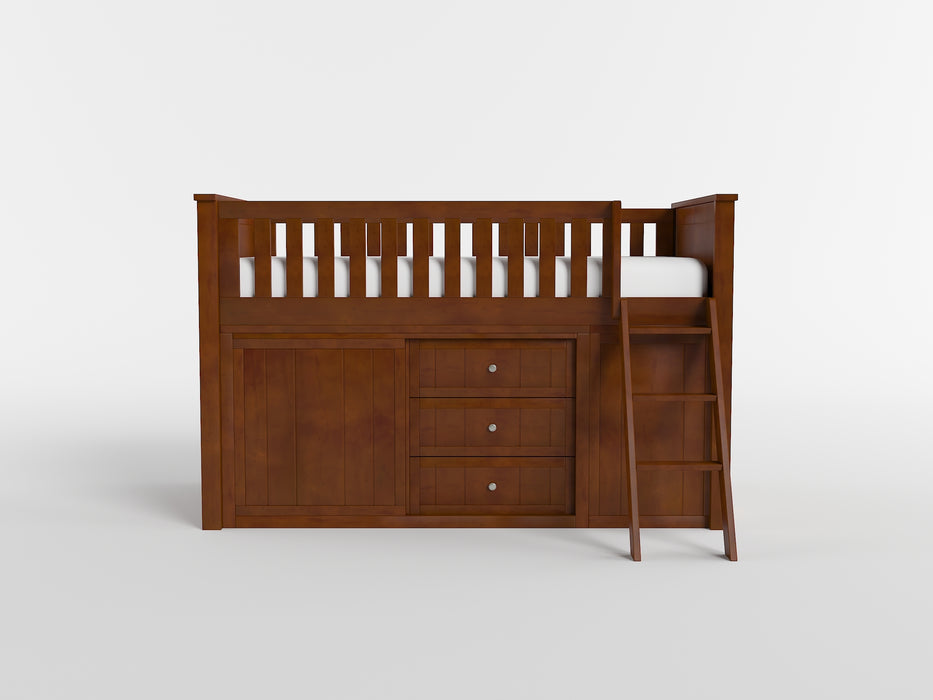 Orion - (5) Low Loft Bunk with Bookcase and Dresser